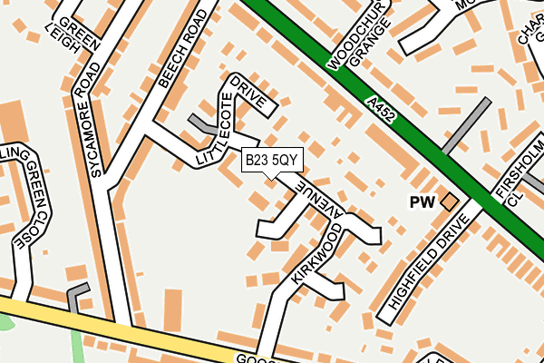 B23 5QY map - OS OpenMap – Local (Ordnance Survey)