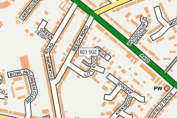 B23 5QZ map - OS OpenMap – Local (Ordnance Survey)