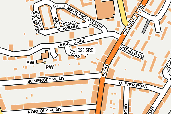 B23 5RB map - OS OpenMap – Local (Ordnance Survey)