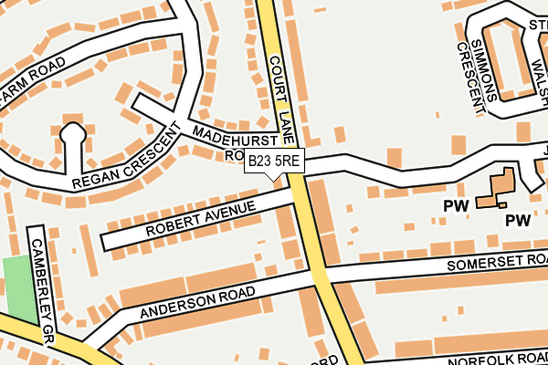 B23 5RE map - OS OpenMap – Local (Ordnance Survey)
