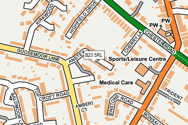 B23 5RL map - OS OpenMap – Local (Ordnance Survey)