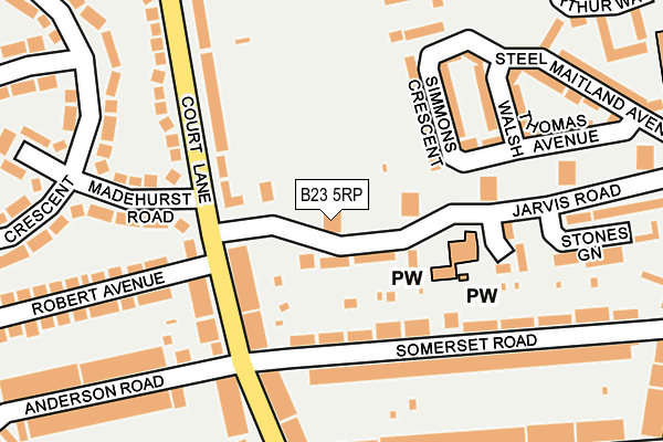B23 5RP map - OS OpenMap – Local (Ordnance Survey)