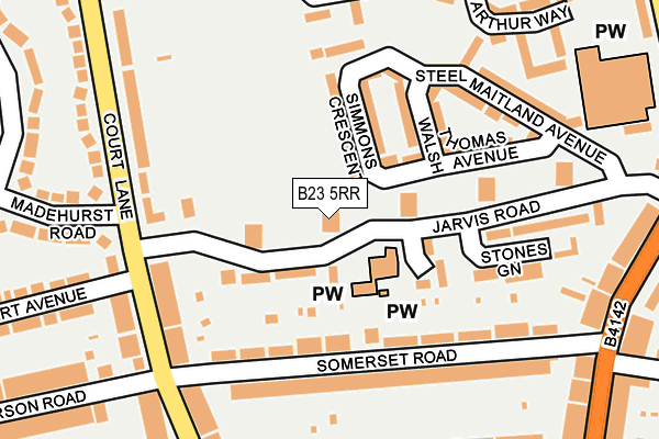 B23 5RR map - OS OpenMap – Local (Ordnance Survey)
