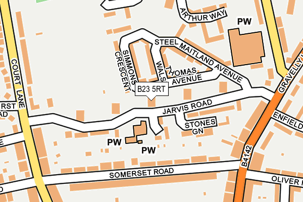 B23 5RT map - OS OpenMap – Local (Ordnance Survey)