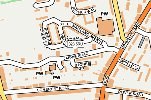 B23 5RU map - OS OpenMap – Local (Ordnance Survey)