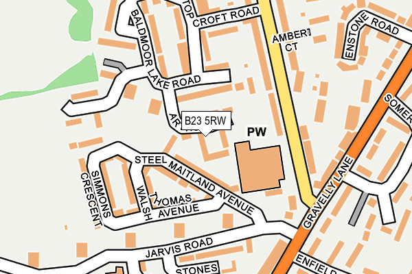 B23 5RW map - OS OpenMap – Local (Ordnance Survey)