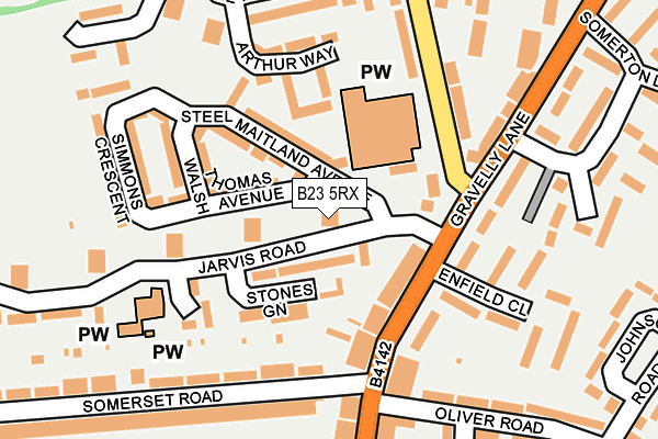 B23 5RX map - OS OpenMap – Local (Ordnance Survey)