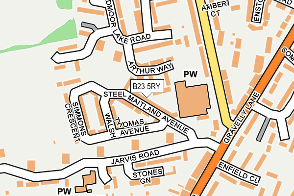 B23 5RY map - OS OpenMap – Local (Ordnance Survey)