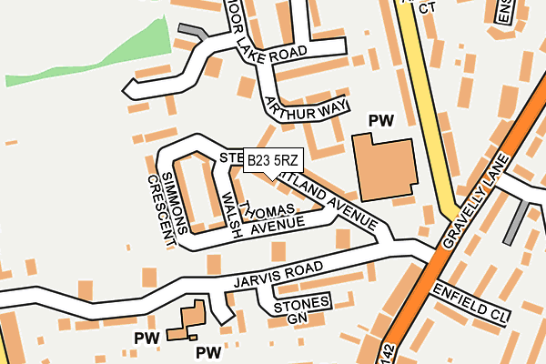 B23 5RZ map - OS OpenMap – Local (Ordnance Survey)