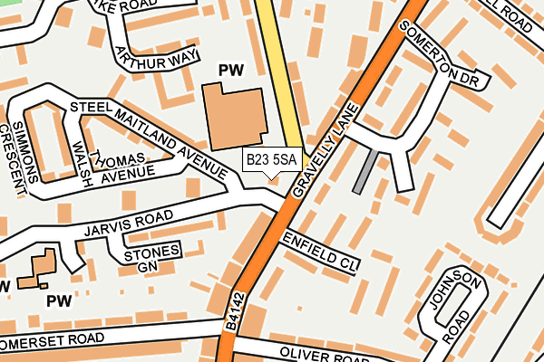 B23 5SA map - OS OpenMap – Local (Ordnance Survey)