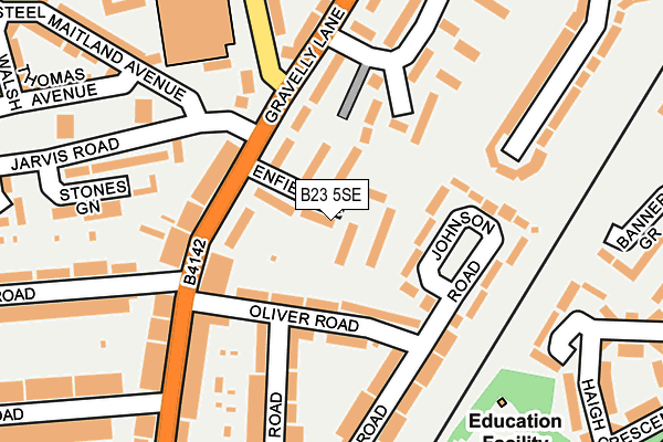 B23 5SE map - OS OpenMap – Local (Ordnance Survey)