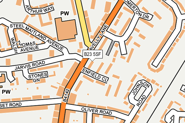 B23 5SF map - OS OpenMap – Local (Ordnance Survey)