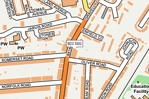 B23 5SG map - OS OpenMap – Local (Ordnance Survey)