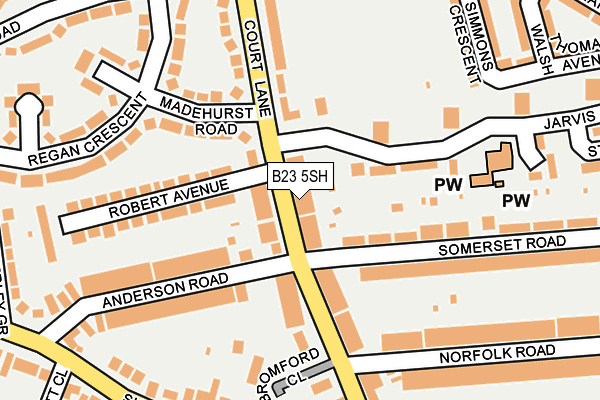 B23 5SH map - OS OpenMap – Local (Ordnance Survey)
