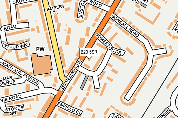 B23 5SR map - OS OpenMap – Local (Ordnance Survey)