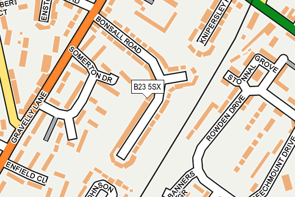 B23 5SX map - OS OpenMap – Local (Ordnance Survey)