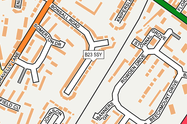 B23 5SY map - OS OpenMap – Local (Ordnance Survey)