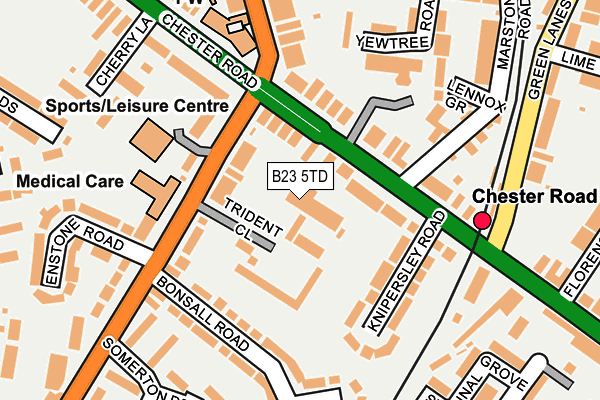 B23 5TD map - OS OpenMap – Local (Ordnance Survey)