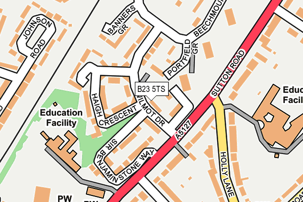 B23 5TS map - OS OpenMap – Local (Ordnance Survey)
