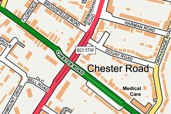 B23 5TW map - OS OpenMap – Local (Ordnance Survey)