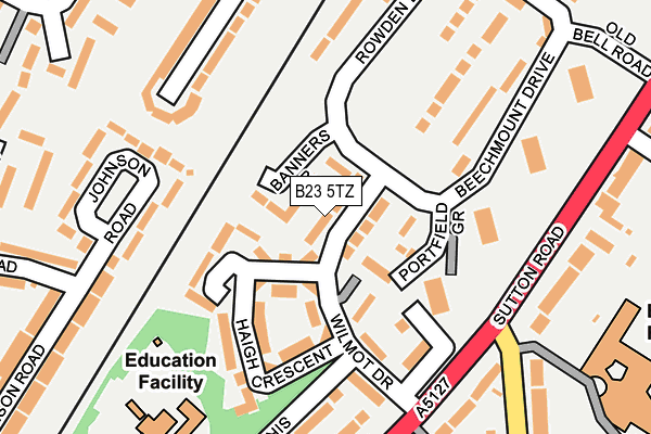 B23 5TZ map - OS OpenMap – Local (Ordnance Survey)