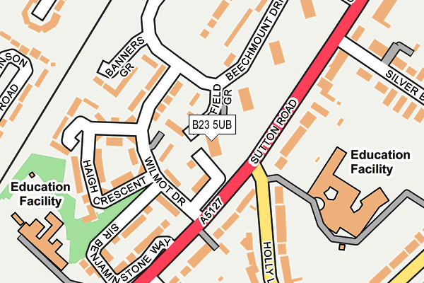 B23 5UB map - OS OpenMap – Local (Ordnance Survey)
