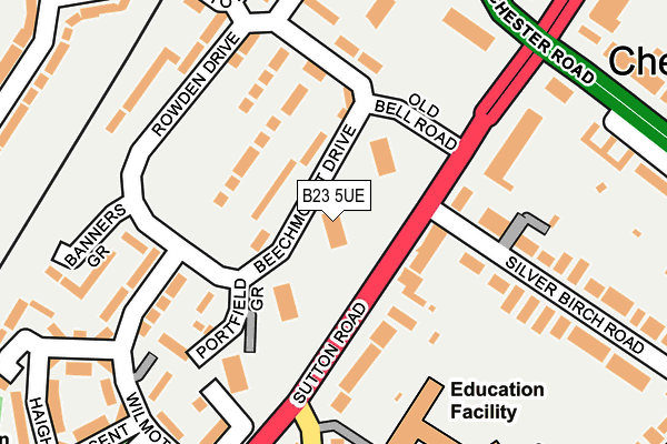 B23 5UE map - OS OpenMap – Local (Ordnance Survey)