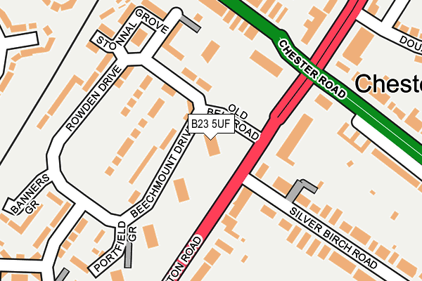 B23 5UF map - OS OpenMap – Local (Ordnance Survey)