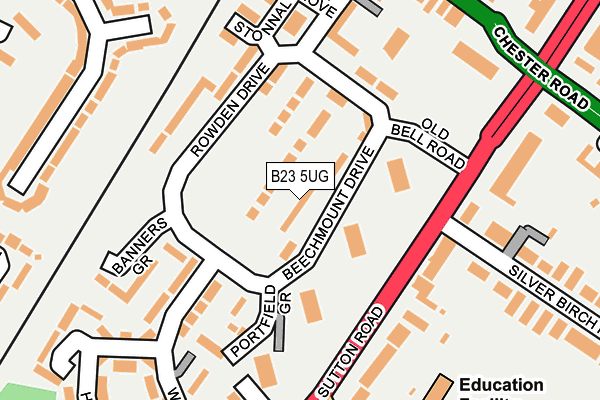 B23 5UG map - OS OpenMap – Local (Ordnance Survey)