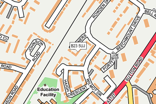B23 5UJ map - OS OpenMap – Local (Ordnance Survey)