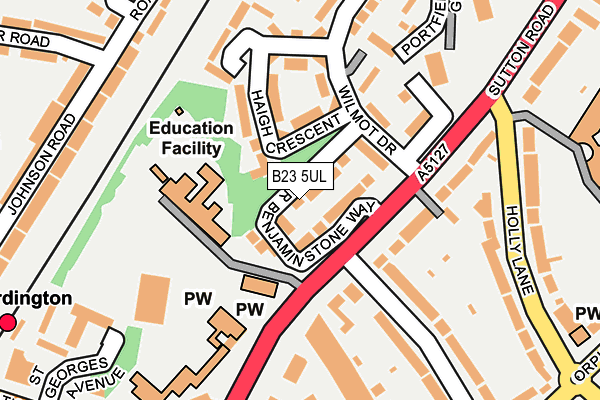 B23 5UL map - OS OpenMap – Local (Ordnance Survey)