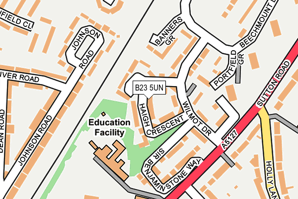 B23 5UN map - OS OpenMap – Local (Ordnance Survey)