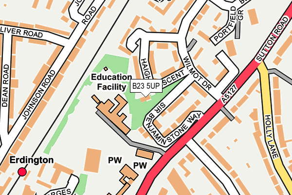 B23 5UP map - OS OpenMap – Local (Ordnance Survey)