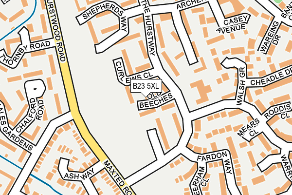 B23 5XL map - OS OpenMap – Local (Ordnance Survey)