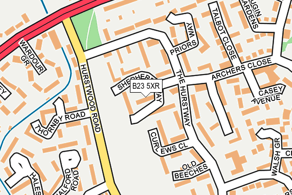 B23 5XR map - OS OpenMap – Local (Ordnance Survey)