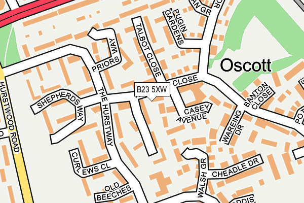 B23 5XW map - OS OpenMap – Local (Ordnance Survey)