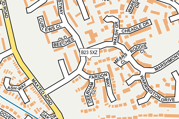 B23 5XZ map - OS OpenMap – Local (Ordnance Survey)