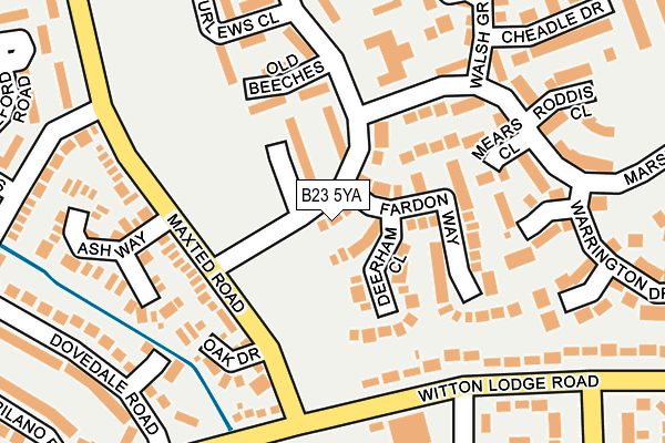 B23 5YA map - OS OpenMap – Local (Ordnance Survey)