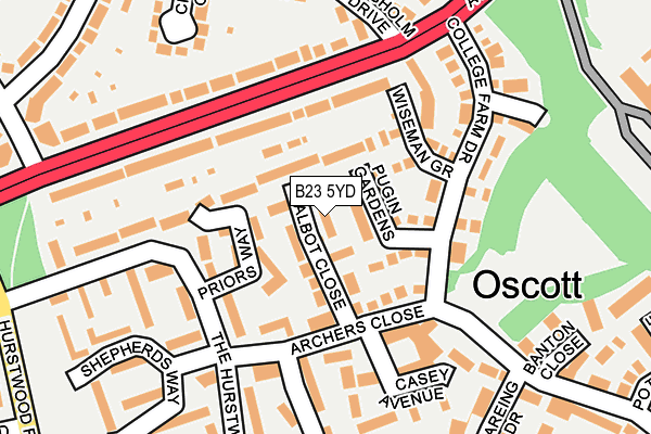 B23 5YD map - OS OpenMap – Local (Ordnance Survey)