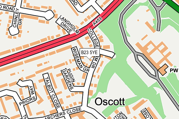 B23 5YE map - OS OpenMap – Local (Ordnance Survey)