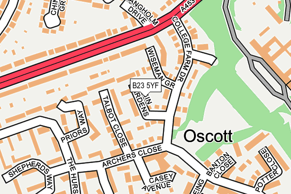 B23 5YF map - OS OpenMap – Local (Ordnance Survey)