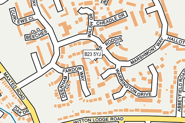 B23 5YJ map - OS OpenMap – Local (Ordnance Survey)