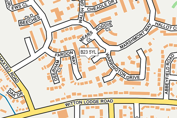 B23 5YL map - OS OpenMap – Local (Ordnance Survey)