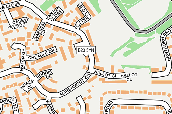 B23 5YN map - OS OpenMap – Local (Ordnance Survey)