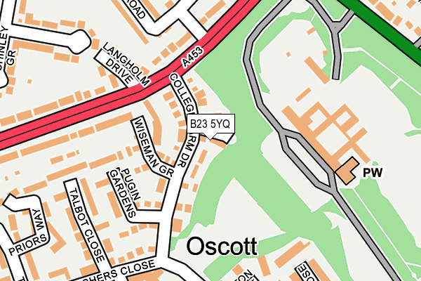 B23 5YQ map - OS OpenMap – Local (Ordnance Survey)