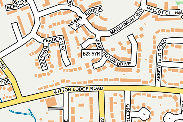 B23 5YR map - OS OpenMap – Local (Ordnance Survey)