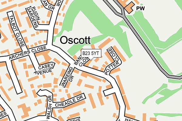 B23 5YT map - OS OpenMap – Local (Ordnance Survey)