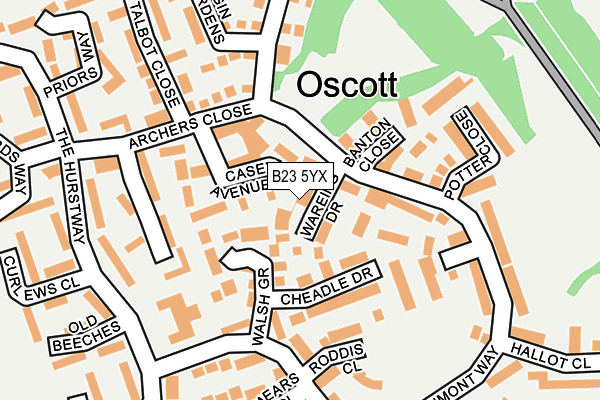 B23 5YX map - OS OpenMap – Local (Ordnance Survey)