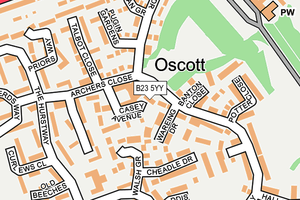 B23 5YY map - OS OpenMap – Local (Ordnance Survey)