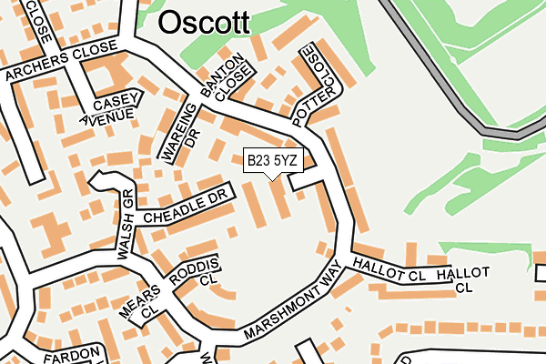 B23 5YZ map - OS OpenMap – Local (Ordnance Survey)